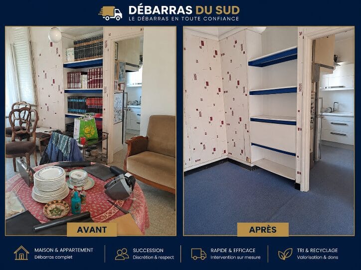 Avant et après débarras appartement Débarras du Sud