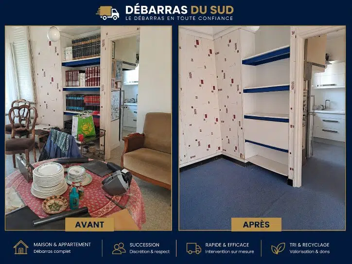 Avant et après un débarras complet réalisé par Débarras du Sud