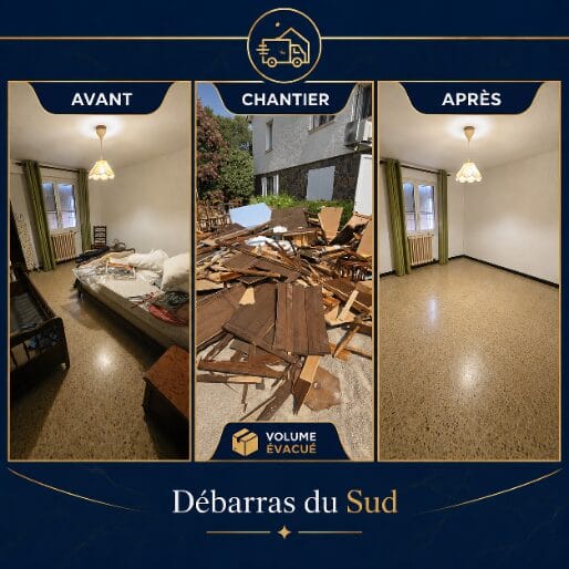 Avant chantier et après un débarras complet réalisé par Débarras du Sud