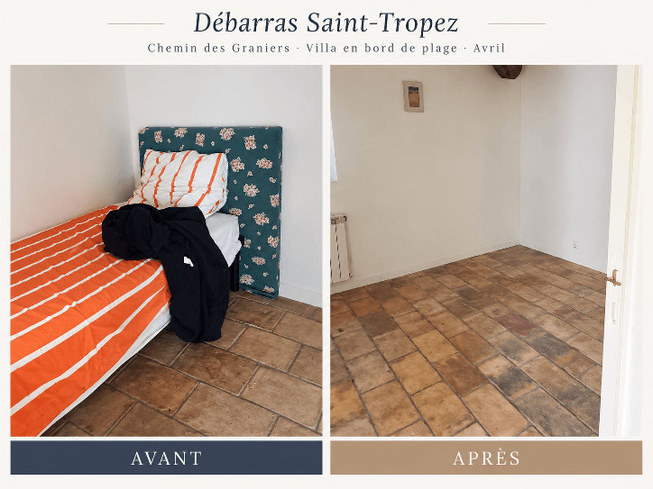 Débarras de villa à Saint-Tropez, avant et après